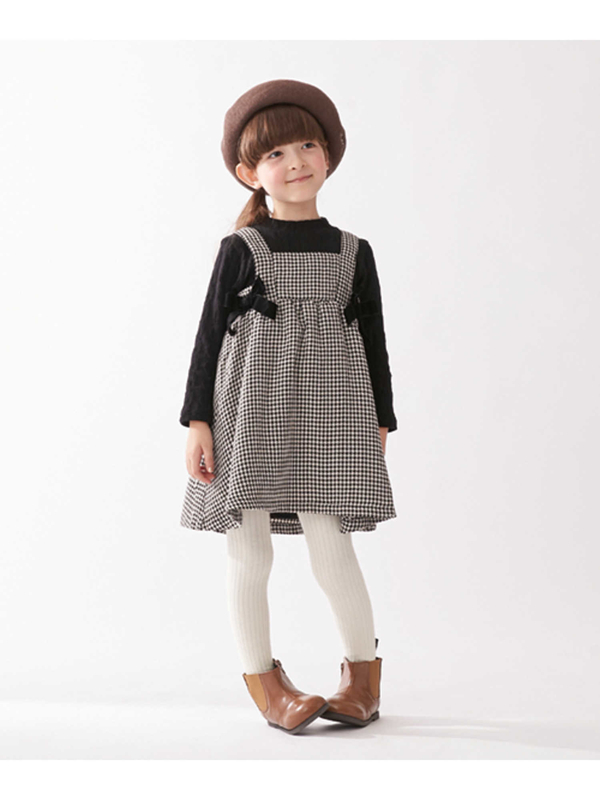 Petit Main サイドリボンチェックドッキングワンピース ブラック レッド Stripe Club Kids By Smarby ストライプクラブ キッズ バイ スマービー のキッズワンピース Ccn9045 ファッション通販のstripe Club