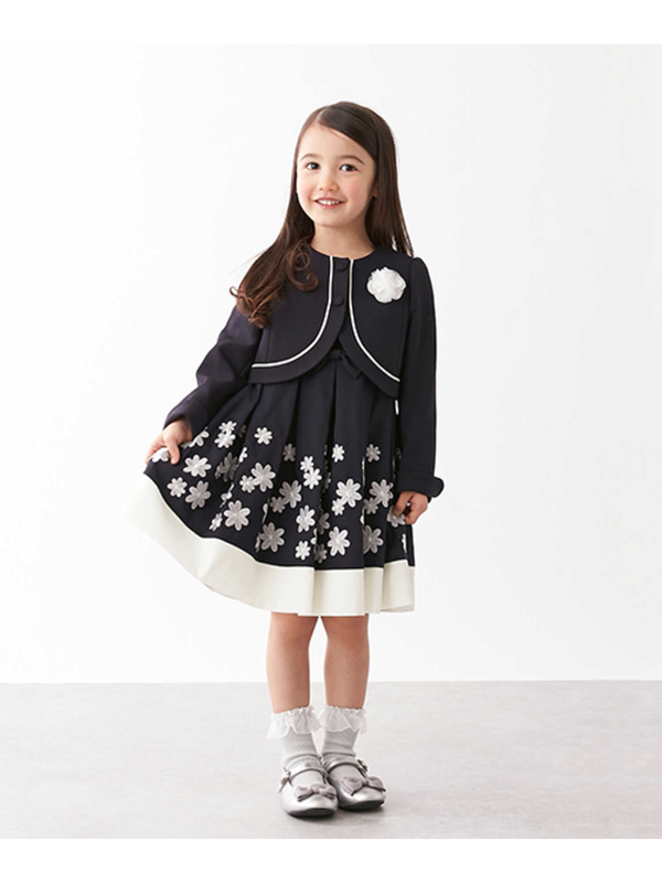 Petit Main コサージュつき花刺しゅうワンピース ジャケットセット ネイビー Stripe Club Kids By Smarby ストライプクラブ キッズ バイ スマービー のキッズワンピース Ccn9045 ファッション通販のstripe Club