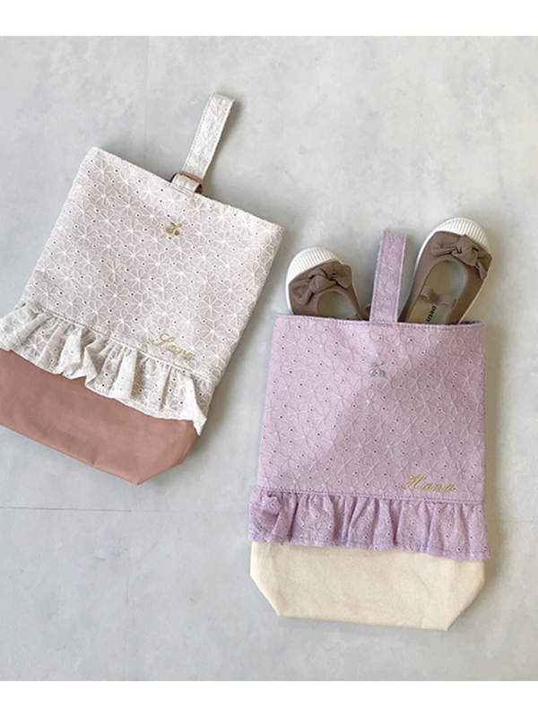 Petit Main レースフリルシューズバッグ ライトピンク ラベンダー Stripe Club Kids By Smarby ストライプクラブ キッズ バイ スマービー のキッズバッグ ポーチ Ccn9045 ファッション通販のstripe Club