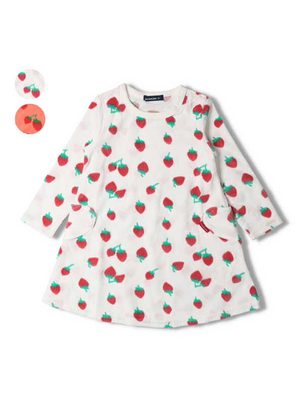 Moujonjon カットベロアイチゴ柄ワンピース ホワイト レッド Stripe Club Kids By Smarby ストライプクラブ キッズ バイ スマービー のキッズワンピース Ccn9075 M ファッション通販のstripe Club