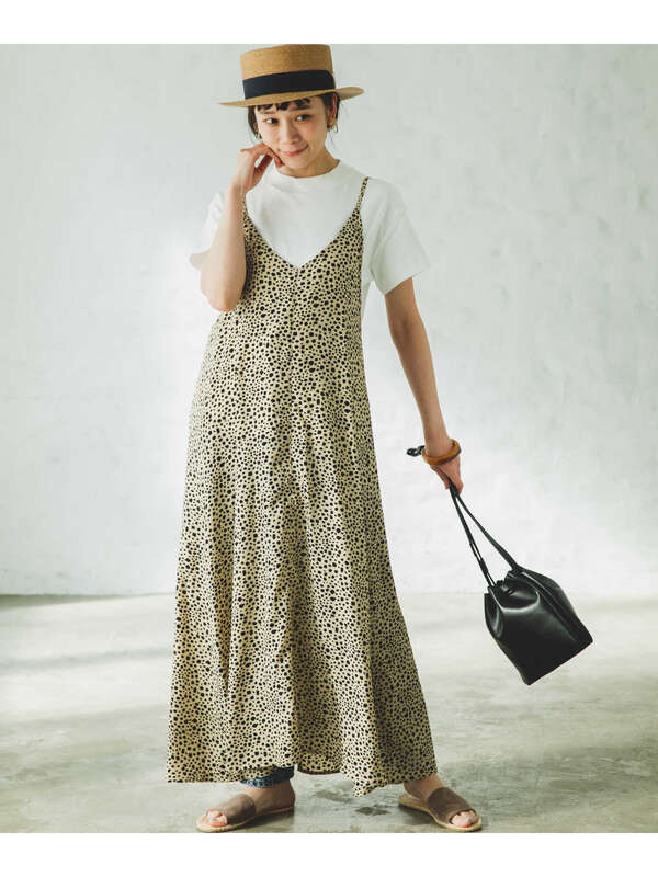 Pairmanon ママサイズ リンクコーデ Aライン 総柄 キャミワンピース ドット レオパード アニマル ラインアート 花柄 ブラウン オリーブ Dベージュ ブラック1 白地 黒bd Bluegray Stripe Club Kids By Smarby ストライプクラブ キッズ バイ スマービー の