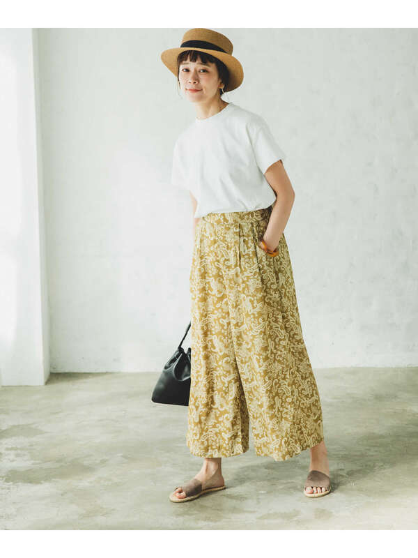 Pairmanon ママサイズ リンクコーデ 総柄 ロング フレア ガウチョ パンツ ワイドパンツ テラコッタ ブラウン ダークネイビー フラワーブラック Dベージュ Blu0 Stripe Club Kids By Smarby ストライプクラブ キッズ バイ スマービー のキッズパンツ