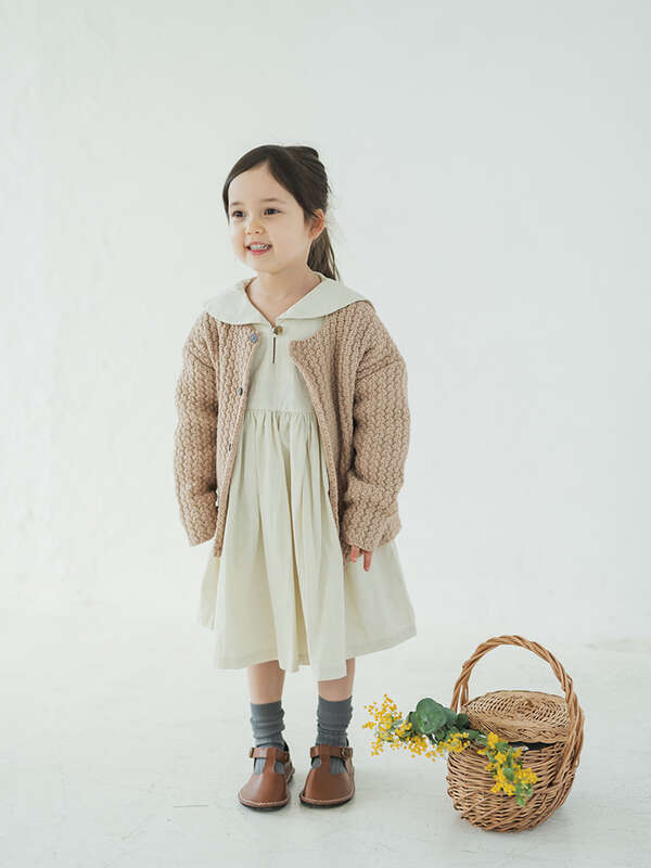 Riziere ピュアコットンセーラーカラーギャザーワンピース アイボリー モカ マスタード サーモンピンク Stripe Club Kids By Smarby ストライプクラブ キッズ バイ スマービー のキッズワンピース Ccn9069 Rz21ssop04 ファッション通販のstripe Club