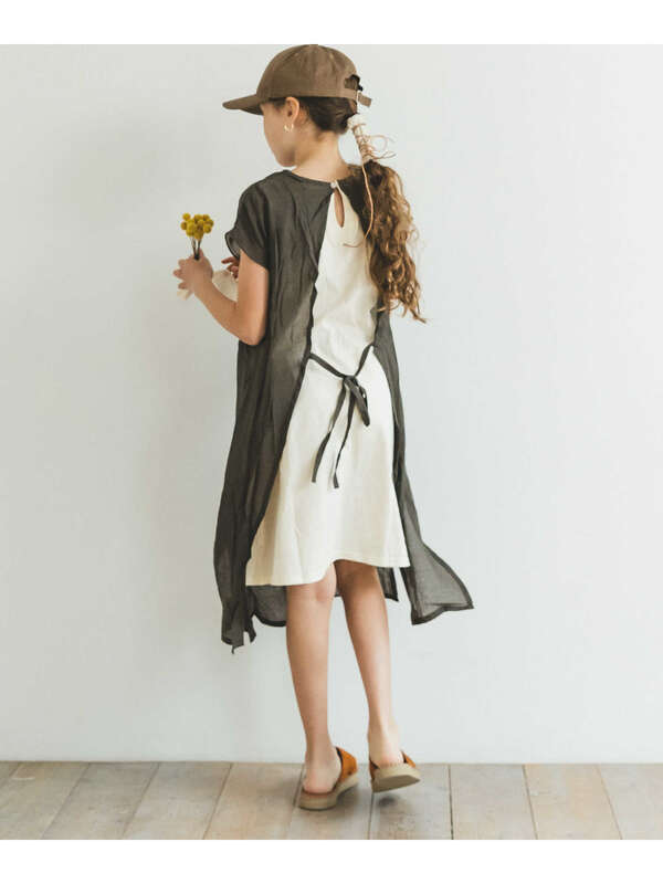 Pairmanon シアー ドッキング レイヤード デザイン ノースリーブ バックスリット ワンピース ラベンダー グレー系その他4 Bluegray Moca Stripe Club Kids By Smarby ストライプクラブ キッズ バイ スマービー のキッズワンピース Ccn9074 Mn1ssop109