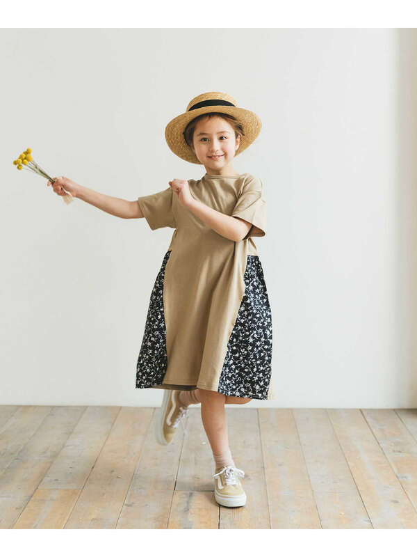 Pairmanon ワンピース 花柄 小花柄 半袖 ロングワンピ マキシワンピ アイボリー ライトベージュ グレー系その他4 Moca Stripe Club Kids By Smarby ストライプクラブ キッズ バイ スマービー のキッズワンピース Ccn9074 Mn1ssop125 ファッション通販のstripe