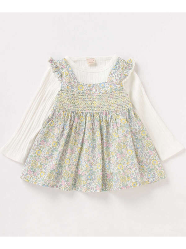 Petit Main 花柄ドッキングチュニック ピンク イエロー Stripe Club Kids By Smarby ストライプクラブ キッズ バイ スマービー のキッズチュニック Ccn9045 ファッション通販のstripe Club