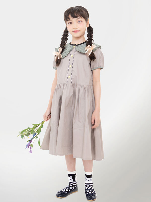 Unica ビックカラーワンピース 100 140 ベージュ エメラルドグリーン Stripe Club Kids By Smarby ストライプクラブ キッズ バイ スマービー のキッズワンピース Ccn9011 211 0102 1 ファッション通販のstripe Club