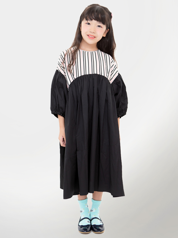 Unica ネオンストライプボリュームワンピース 100 140 ブラック エメラルドグリーン Stripe Club Kids By Smarby ストライプクラブ キッズ バイ スマービー のキッズワンピース Ccn9011 211 0104 1 ファッション通販のstripe Club