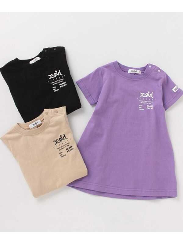 X Girl Stages バックタックロゴワンピース ブラック ラベンダー Stripe Club Kids By Smarby ストライプクラブ キッズ バイ スマービー のキッズtシャツ Ccn9049 ファッション通販のstripe Club