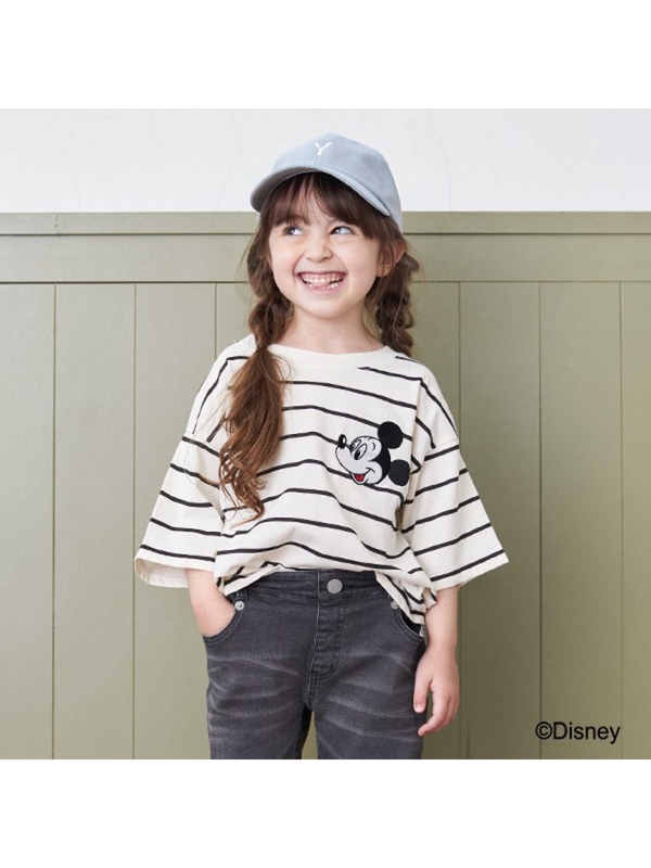 B Room Disney ミッキーマウスデザイン ビッグシルエットtシャツ アイボリー マルチ チャコール Stripe Club Kids By Smarby ストライプクラブ キッズ バイ スマービー のキッズtシャツ Ccn9047 ファッション通販のstripe Club