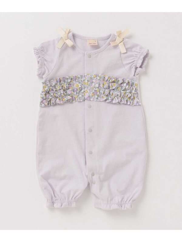 Petit Main オーガニックコットン 花柄フリル肩リボン2wayオール オフホワイト ラベンダー Stripe Club Kids By Smarby ストライプクラブ キッズ バイ スマービー のキッズオールインワン Ccn9045 ファッション通販のstripe Club