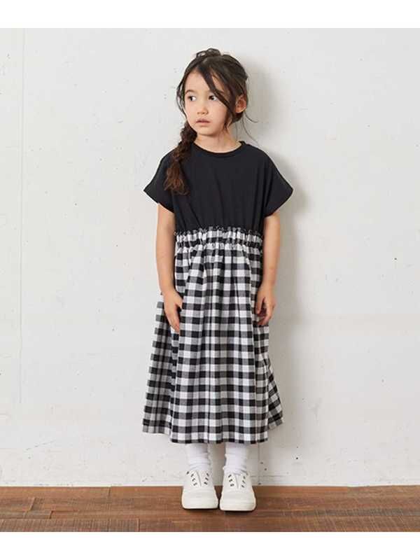 B Room ギンガムチェックドッキングワンピース Ptpr オフホワイト ブラック エメラルドグリーン Stripe Club Kids By Smarby ストライプクラブ キッズ バイ スマービー のキッズワンピース Ccn9047 ファッション通販のstripe Club