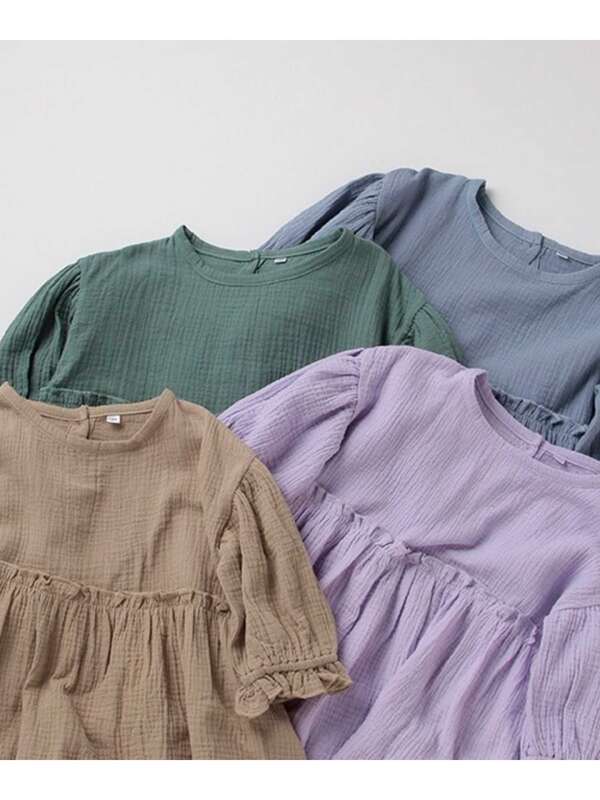 B Room プチプラ ガーゼ半袖ワンピース ベージュ ラベンダー ブルーグレー モスグリーン Stripe Club Kids By Smarby ストライプクラブ キッズ バイ スマービー のキッズワンピース Ccn9047 ファッション通販のstripe Club