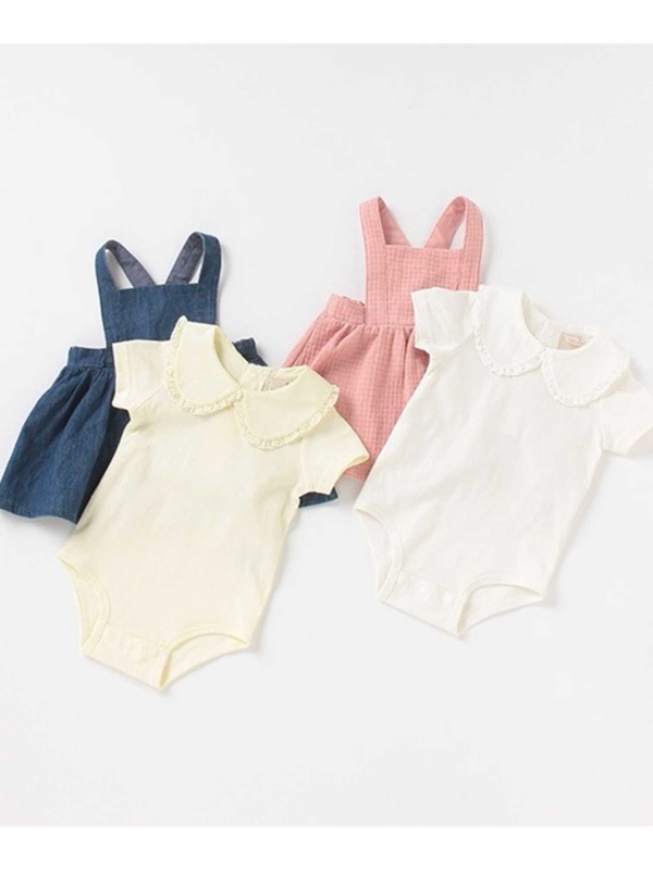 Petit Main ジャンスカ 襟付きロンパースセット ライトピンク ブルー Stripe Club Kids By Smarby ストライプクラブ キッズ バイ スマービー のキッズオールインワン Ccn9045 ファッション通販のstripe Club