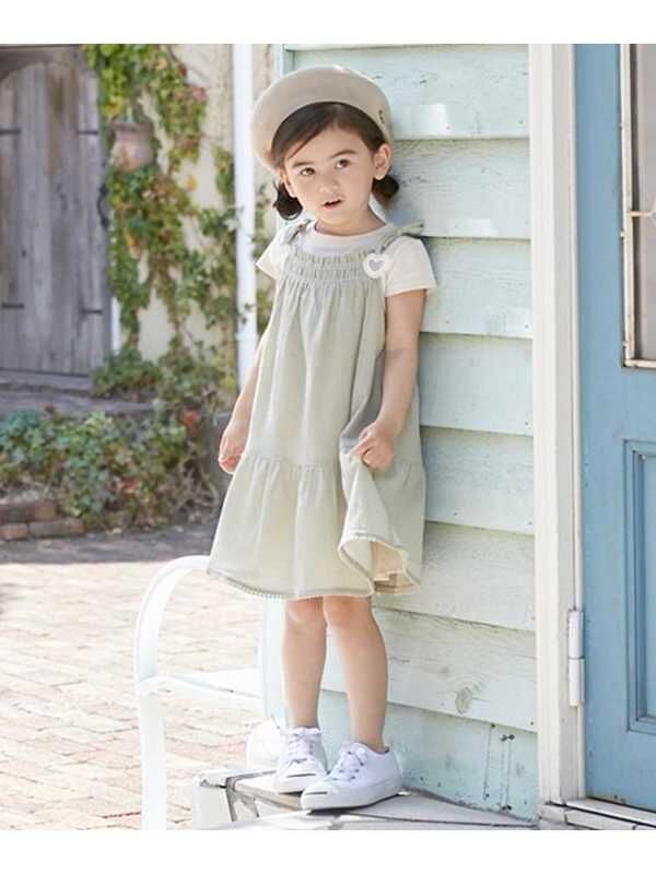 Petit Main 胸シャーリングドッキングワンピース ライトピンク イエローグリーン Stripe Club Kids By Smarby ストライプクラブ キッズ バイ スマービー のキッズワンピース Ccn9045 ファッション通販のstripe Club