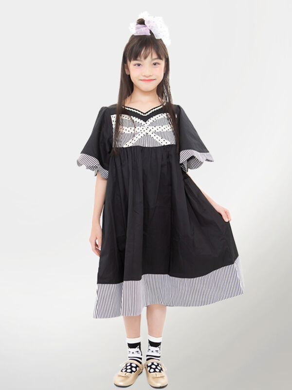 Unica パッチワークリボンワンピース 100 140 ブラック パープル Stripe Club Kids By Smarby ストライプクラブ キッズ バイ スマービー のキッズワンピース Ccn9011 211 0103 1 ファッション通販のstripe Club