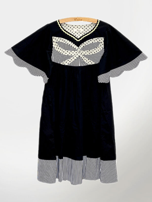 Unica パッチワークリボンワンピース 100 140 ブラック パープル Stripe Club Kids By Smarby ストライプクラブ キッズ バイ スマービー のキッズワンピース Ccn9011 211 0103 1 ファッション通販のstripe Club