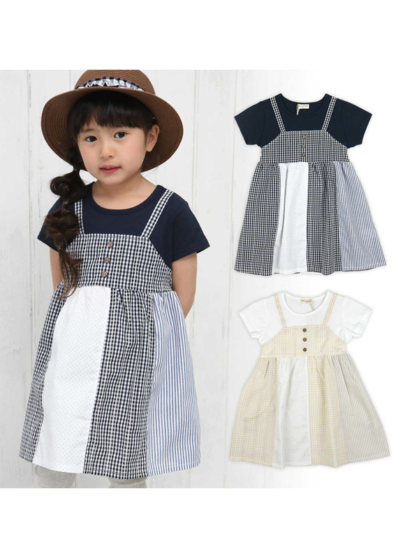 Pal House ワンピース パッチワーク オフホワイト ネイビー Stripe Club Kids By Smarby ストライプクラブ キッズ バイ スマービー のキッズワンピース Ccn9073 ファッション通販のstripe Club