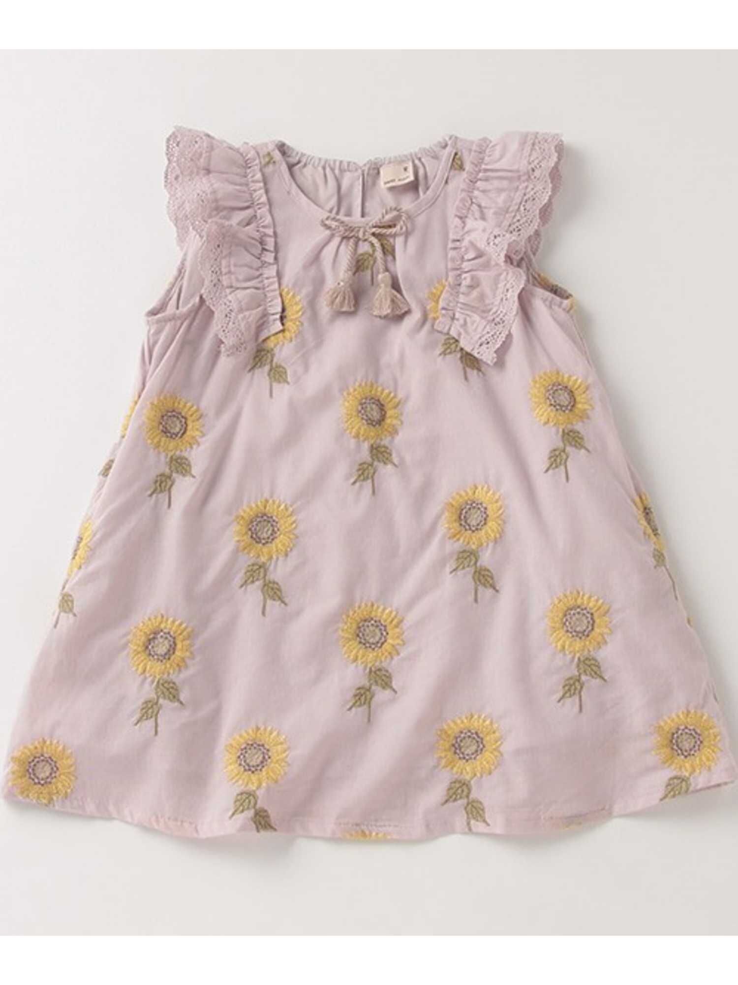 Petit Main ひまわり刺しゅう総柄ワンピース ラベンダー Stripe Club Kids By Smarby ストライプクラブ キッズ バイ スマービー のキッズワンピース Ccn9045 ファッション通販のstripe Club