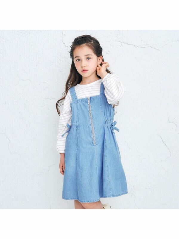 Apres Les Cours ウエストリボンジャンスカ カーキ ブルー系その他 Stripe Club Kids By Smarby ストライプクラブ キッズ バイ スマービー のキッズワンピース Ccn9018 V ファッション通販のstripe Club