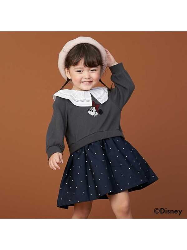 Petit Main Disney ミニー レース衿ワンピース エクリュ チャコール Stripe Club Kids By Smarby ストライプクラブ キッズ バイ スマービー のキッズワンピース Ccn9045 ファッション通販のstripe Club
