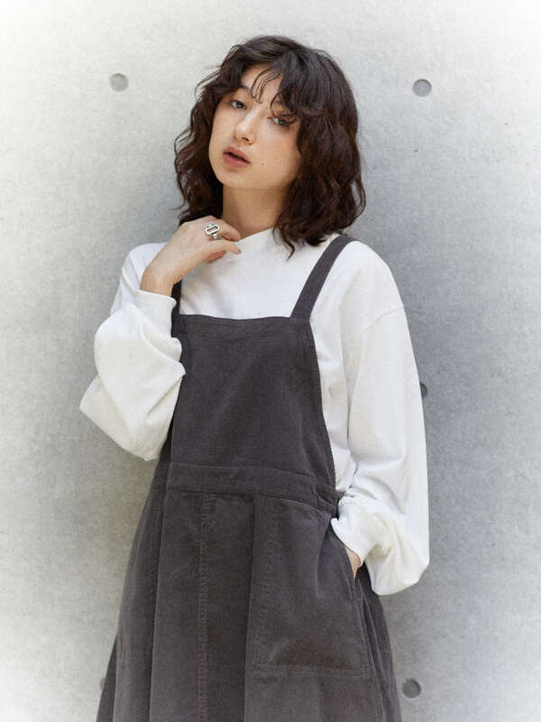 アウトレット コール天サロペット風ワンピース チャコールグレー ベージュ ネイビー Craft Standard Boutique クラフト スタンダード ブティック のレディースワンピース Pa94l0h0490 ファッション通販のstripe Club