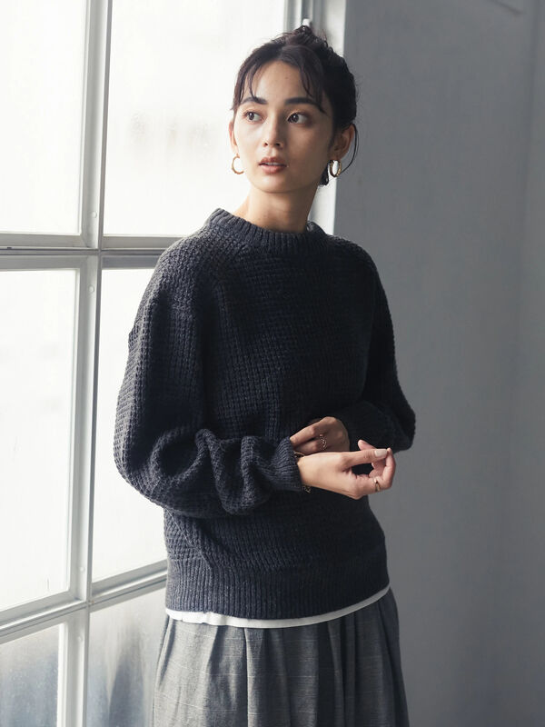 アウトレット Very 12月号掲載 ラグランワッフルニットプルオーバー アイボリー 杢ダークグレー キャメル ブルー Craft Standard Boutique クラフト スタンダード ブティック のレディースニット セーター Pa97l2c1190 ファッション通販のstripe Club