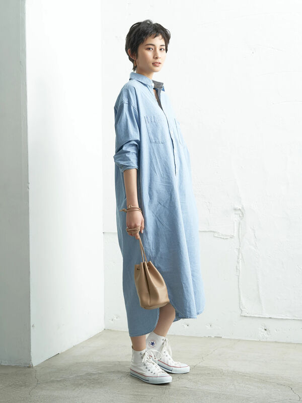 アウトレット ダンガリーシャツワンピース サックスブルー Craft Standard Boutique クラフト スタンダード ブティック のレディースワンピース Pa01l0h0400 ファッション通販のstripe Club