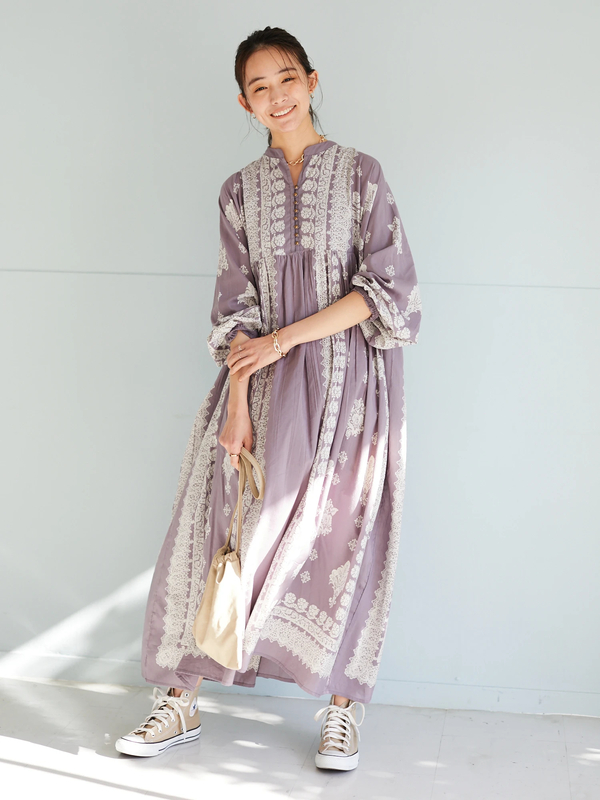 Cluel 4月号掲載 ウエスト切り替えボリュームワンピース チャコールグレー ダークグレー ライトベージュ ベージュ パープル Craft Standard Boutique クラフト スタンダード ブティック のレディースワンピース Pp01l0h0100 ファッション通販のstripe Club