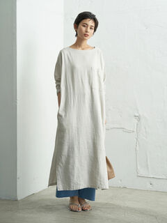 アウトレット リネン混ガゼット付きボートネックワンピース ベージュ モカ ネイビー Craft Standard Boutique クラフト スタンダード ブティック のレディースワンピース Pa01l0h0800 ファッション通販のstripe Club