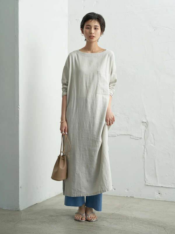 アウトレット リネン混ガゼット付きボートネックワンピース ベージュ モカ ネイビー Craft Standard Boutique クラフト スタンダード ブティック のレディースワンピース Pa01l0h0800 ファッション通販のstripe Club