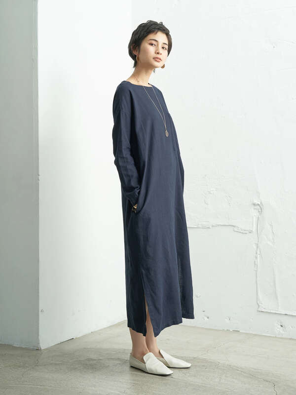 アウトレット リネン混ガゼット付きボートネックワンピース ベージュ モカ ネイビー Craft Standard Boutique クラフト スタンダード ブティック のレディースワンピース Pa01l0h0800 ファッション通販のstripe Club