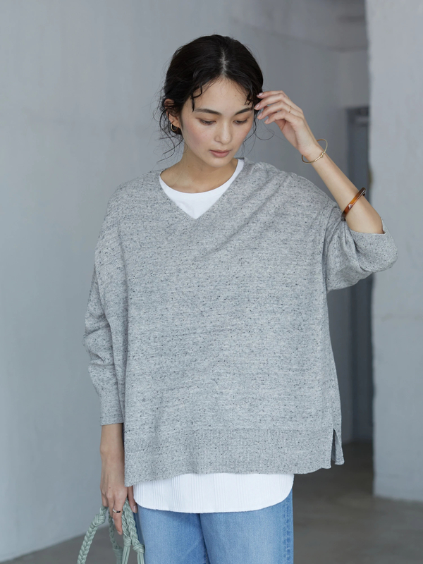 アウトレット Vネックニットプルオーバー 杢ホワイト 杢ライトグレー ネイビー Craft Standard Boutique クラフト スタンダード ブティック のレディースニット セーター Pa01l2c30 ファッション通販のstripe Club