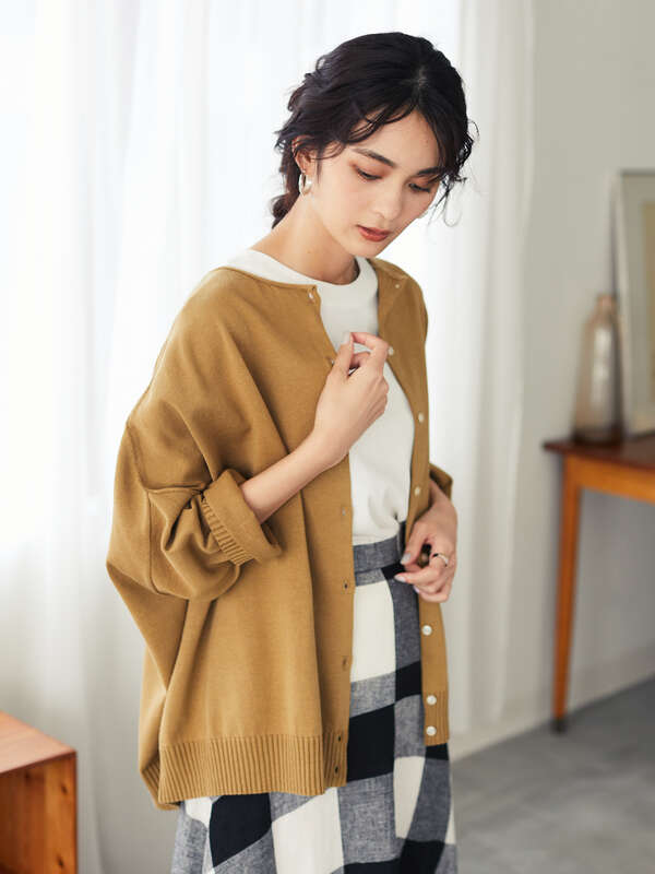 アウトレット Cropped Sleeve Cardigan ドロップショルダーニットカーディガン アイボリー ブラック ボルドー キャメル ブルー Craft Standard Boutique クラフト スタンダード ブティック のレディースカーディガン Pa03l2d0130 ファッション通販のstripe Club