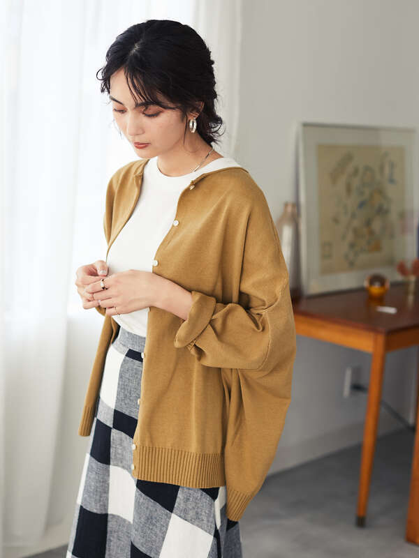 アウトレット Cropped Sleeve Cardigan ドロップショルダーニットカーディガン アイボリー ブラック ボルドー キャメル ブルー Craft Standard Boutique クラフト スタンダード ブティック のレディースカーディガン Pa03l2d0130 ファッション通販のstripe Club