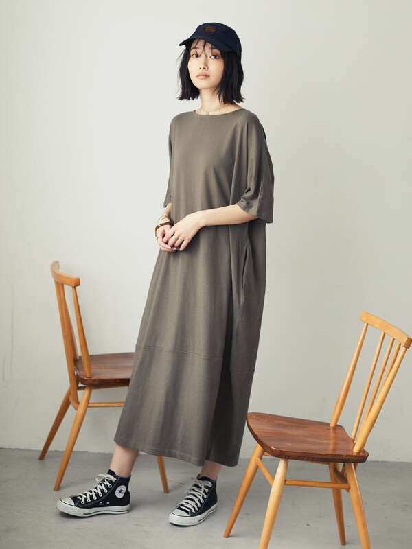 アウトレット コクーン裾切り替え半袖カットワンピース チャコールグレー ベージュ ネイビー Craft Standard Boutique クラフト スタンダード ブティック のレディースワンピース Pa03l1h00 ファッション通販のstripe Club