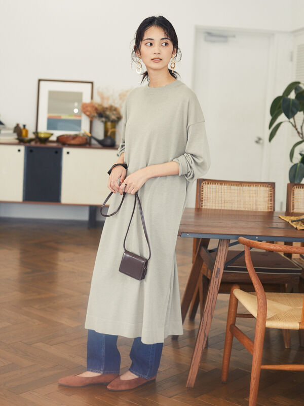 アウトレット Lee 10月号掲載 クルーネックサイドスリットニットワンピース チャコールグレー ベージュ ブラウン Craft Standard Boutique クラフト スタンダード ブティック のレディースワンピース Pa03l2h0100 ファッション通販のstripe Club