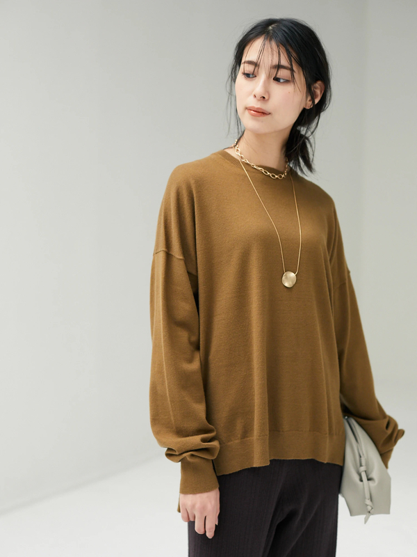 アウトレット Cluel 10月号掲載 サイドスリットニットプルオーバー アイボリー ベージュ ブラウン マスタード ブルー ネイビー Craft Standard Boutique クラフト スタンダード ブティック のレディースニット セーター Pa04l2c0100 ファッション通販の