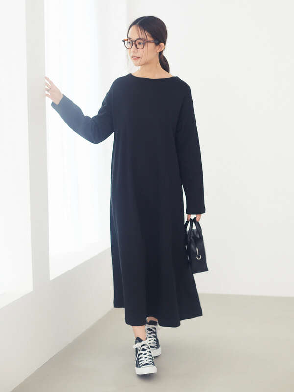 アウトレット 裏毛aラインワンピース ブラック ボルドー ダークブラウン ダークグリーン Craft Standard Boutique クラフト スタンダード ブティック のレディースワンピース Pa07l1h0100 ファッション通販のstripe Club