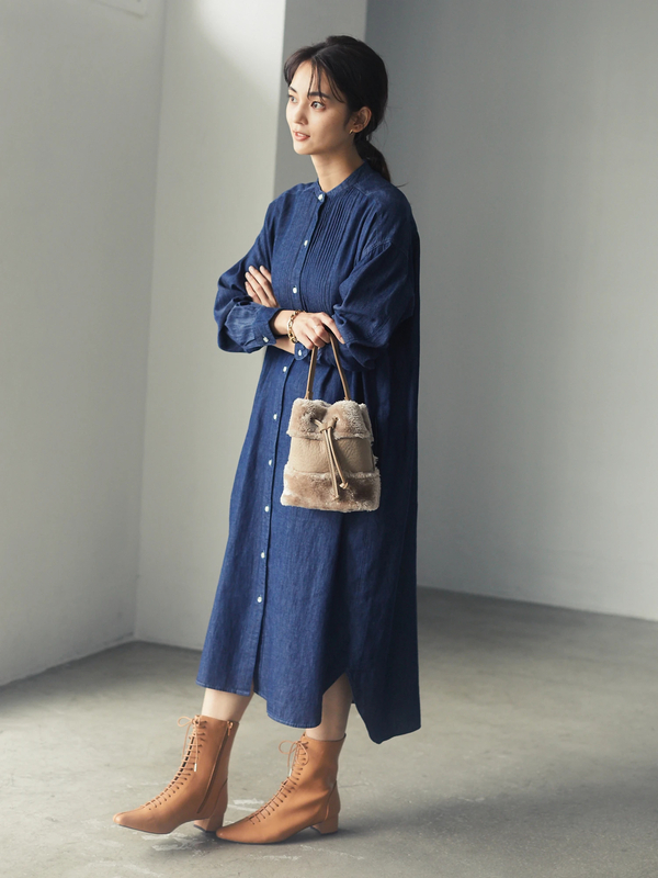 ピンタックデニムシャツワンピース インディゴ Craft Standard Boutique クラフト スタンダード ブティック のレディース ワンピース Pa04l0h0500 ファッション通販のstripe Club