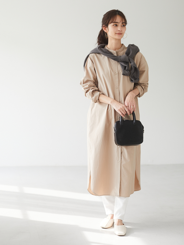 バンドカラーシャツワンピース アイボリー ベージュ ストライプネイビー ストライプアイボリー ストライプブルー Craft Standard Boutique クラフト スタンダード ブティック のレディースワンピース Pa11l0h00 ファッション通販のstripe Club