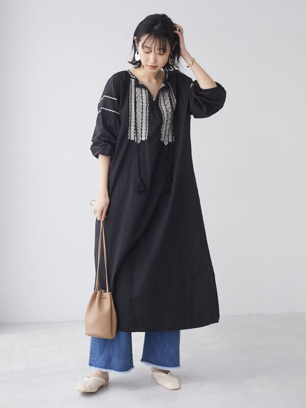 アウトレット ボタニカル刺繍ワンピース ホワイト ブラック Craft Standard Boutique クラフト スタンダード ブティック のレディースワンピース Pp11l0h0100 ファッション通販のstripe Club