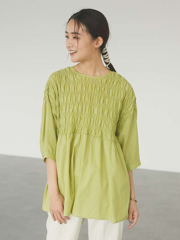 シャーリングヤーンブラウス オフホワイト モカ イエロー ライトブルー Craft Standard Boutique クラフト スタンダード ブティック のレディースシャツ ブラウス Pa16l0a1000 ファッション通販のstripe Club