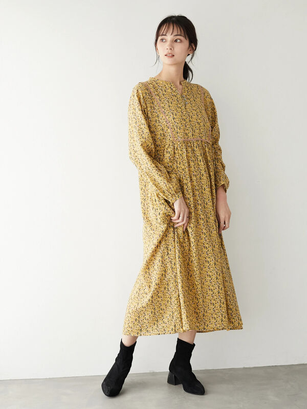 アウトレット 古着 小花柄ロングワンピース イエロー グリーン ネイビー Craft Standard Boutique クラフト スタンダード ブティック のレディースワンピース Pp13l0h2700 ファッション通販のstripe Club