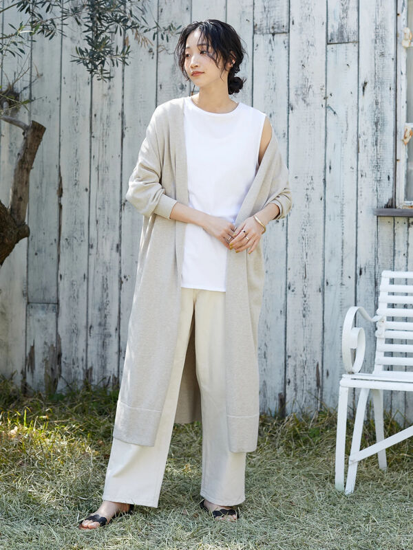 ウォッシャブル 裾スリットロングニットカーディガン チャコールグレー サックスブルー ベージュミクスチャー Craft Standard Boutique クラフト スタンダード ブティック のレディースカーディガン Pa21l2d0400 ファッション通販のstripe Club