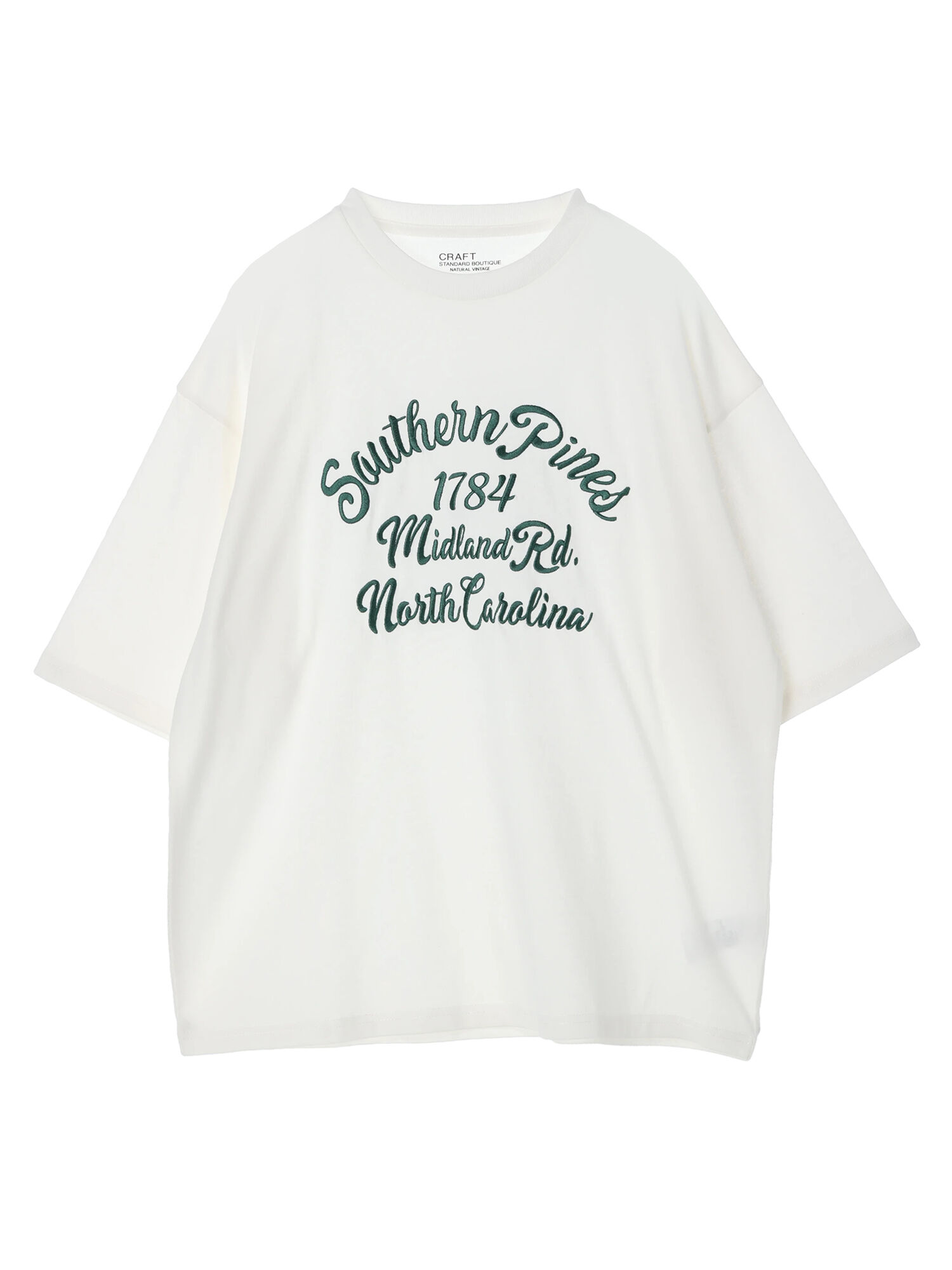 アウトレット】16/-OE天竺フロント刺繍BIG-TEE（オフホワイト 