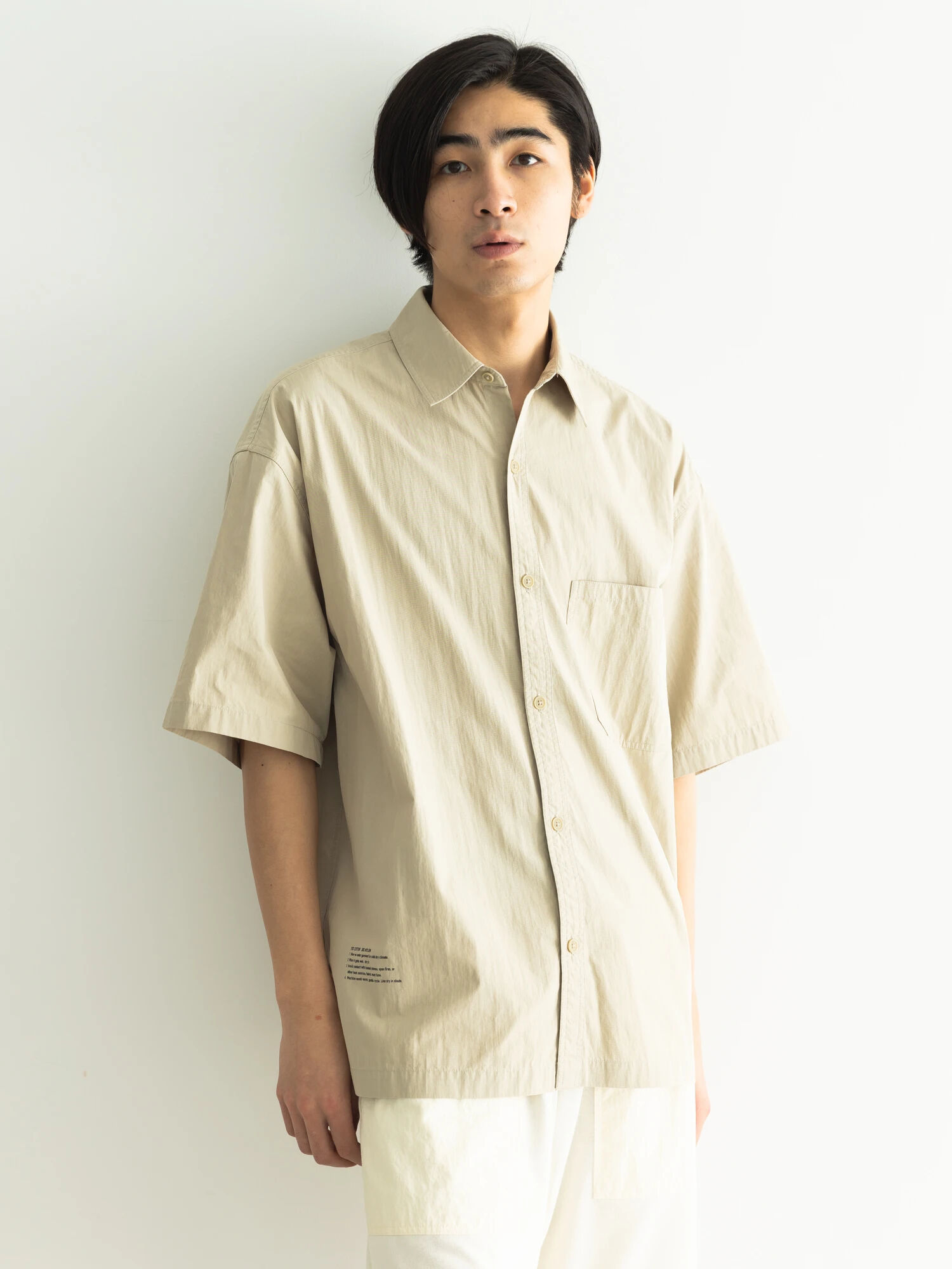 Digdugシャツフォロー割引tone トーン 美品日本製 ナイロン麻 ジップ 半袖シャツ ブルゾン シルバー