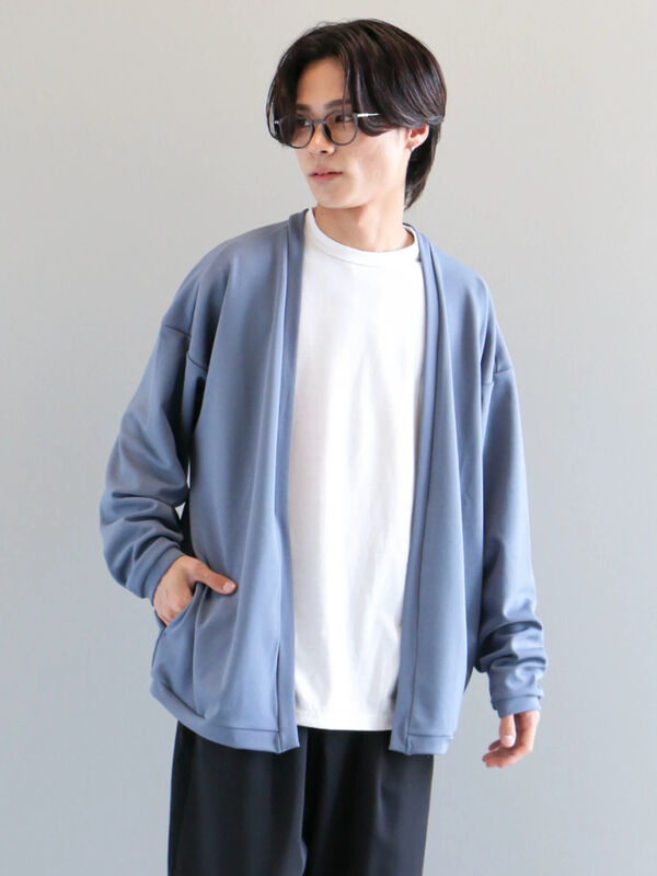 【2点セット】梨地カットカーディガン+LS TEE-SET