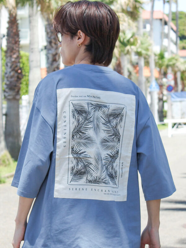 BOTANICAL ART TEE-III（オフホワイト/チャコールグレー/ブルー