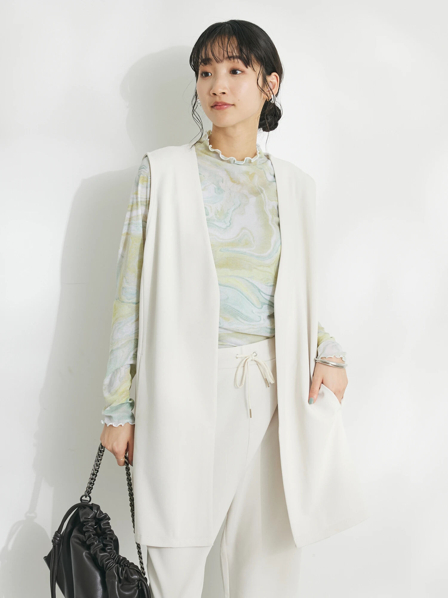 限定販売】 ella melton ジレ ベスト cream giret jersey ベスト/ジレ 